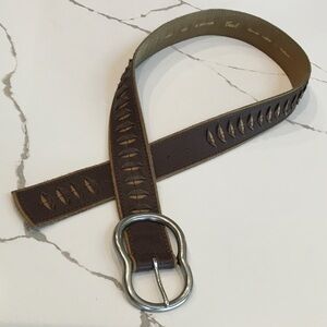 Fossil Women’s Size Med Belt Brown Leather Silver Buckle 40.5 E2E Leather Part